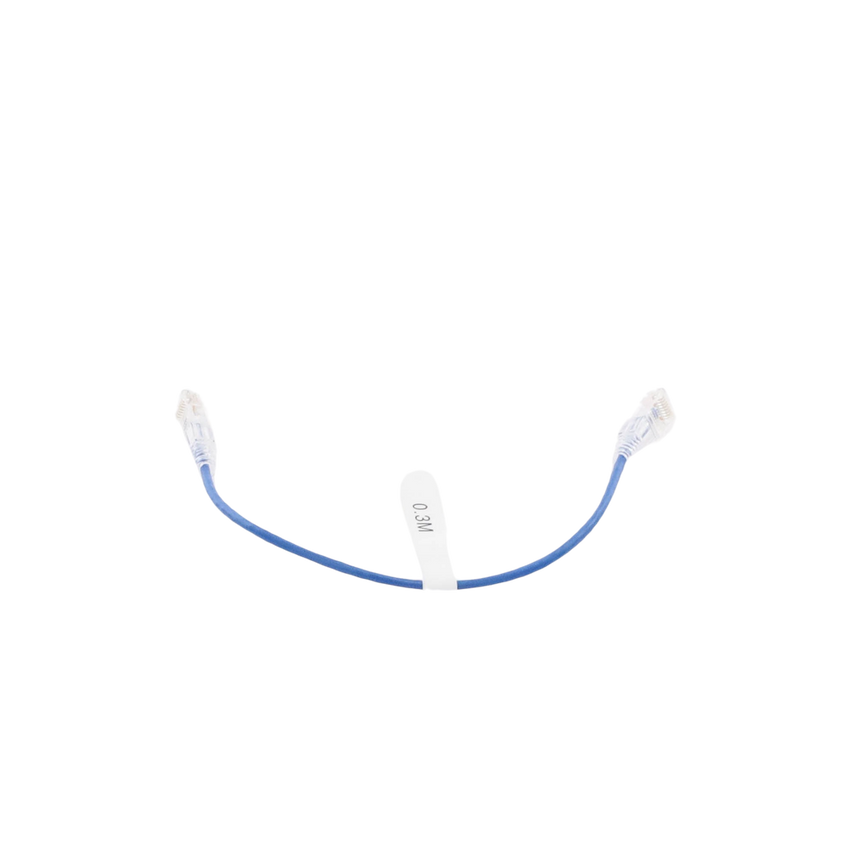 Cable de Parcheo Slim UTP Cat6 - 30 cm (11.81 Pulgadas) Azul Diámetro Reducido (28 AWG)