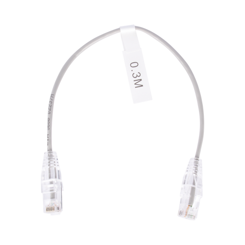 Cable de Parcheo Slim UTP Cat6 - 30 cm (11.81 Pulgadas) Gris Diámetro Reducido (28 AWG)
