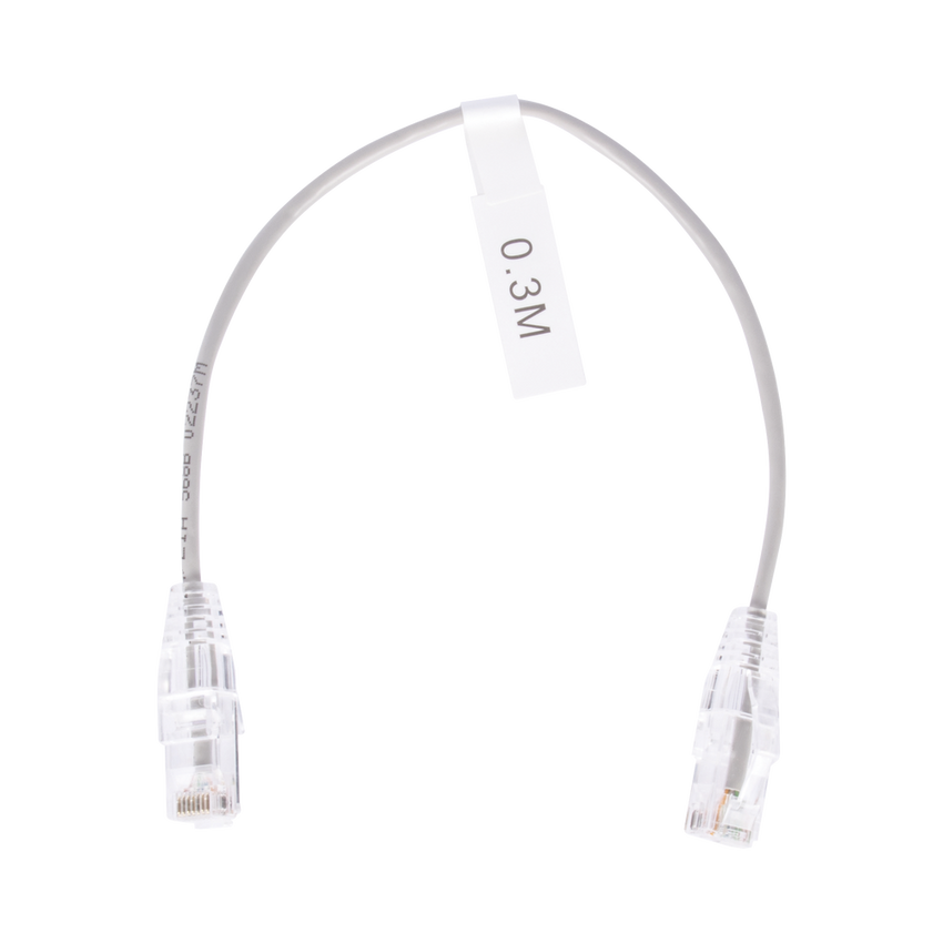 Cable de Parcheo Slim UTP Cat6 - 30 cm (11.81 Pulgadas) Gris Diámetro Reducido (28 AWG)