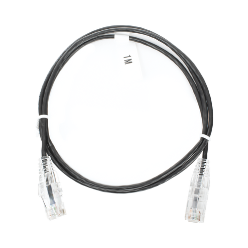 Cable de Parcheo Slim UTP Cat6 - 1 metro, Negro, Diámetro Reducido (28 AWG)