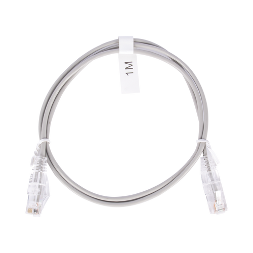 Cable de Parcheo Slim UTP Cat6 - 1 Metro (3.28 Pies), Gris, Diámetro Reducido (28 AWG)