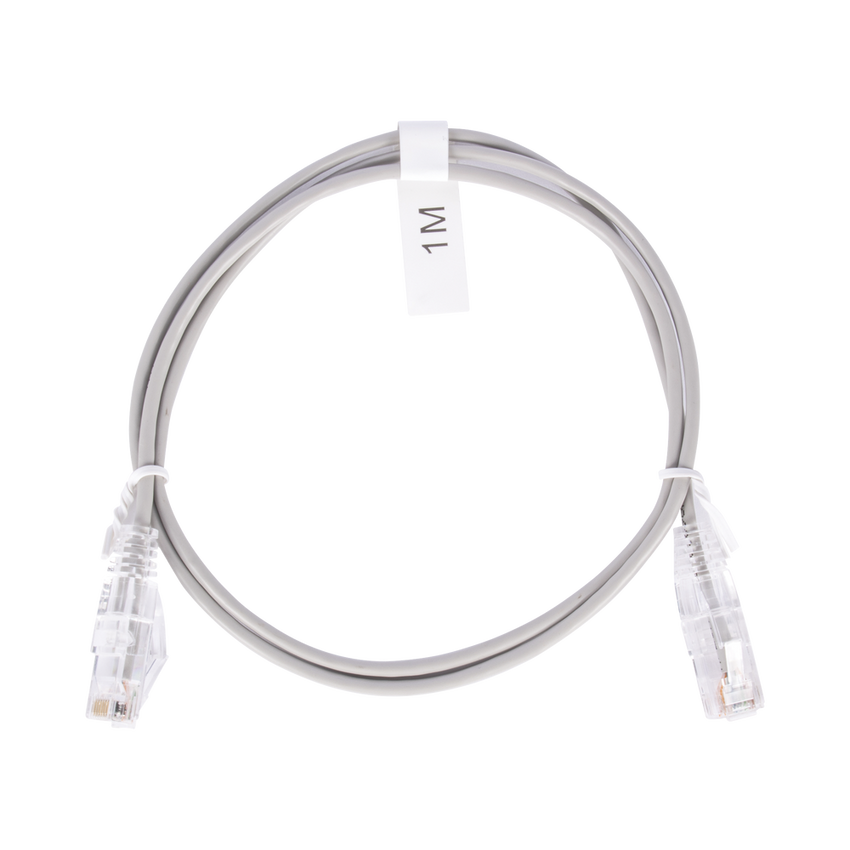 Cable de Parcheo Slim UTP Cat6 - 1 Metro (3.28 Pies), Gris, Diámetro Reducido (28 AWG)