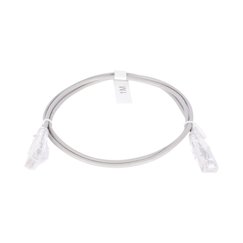 Cable de Parcheo Slim UTP Cat6 - 1 metro, Gris, Diámetro Reducido (28 AWG)