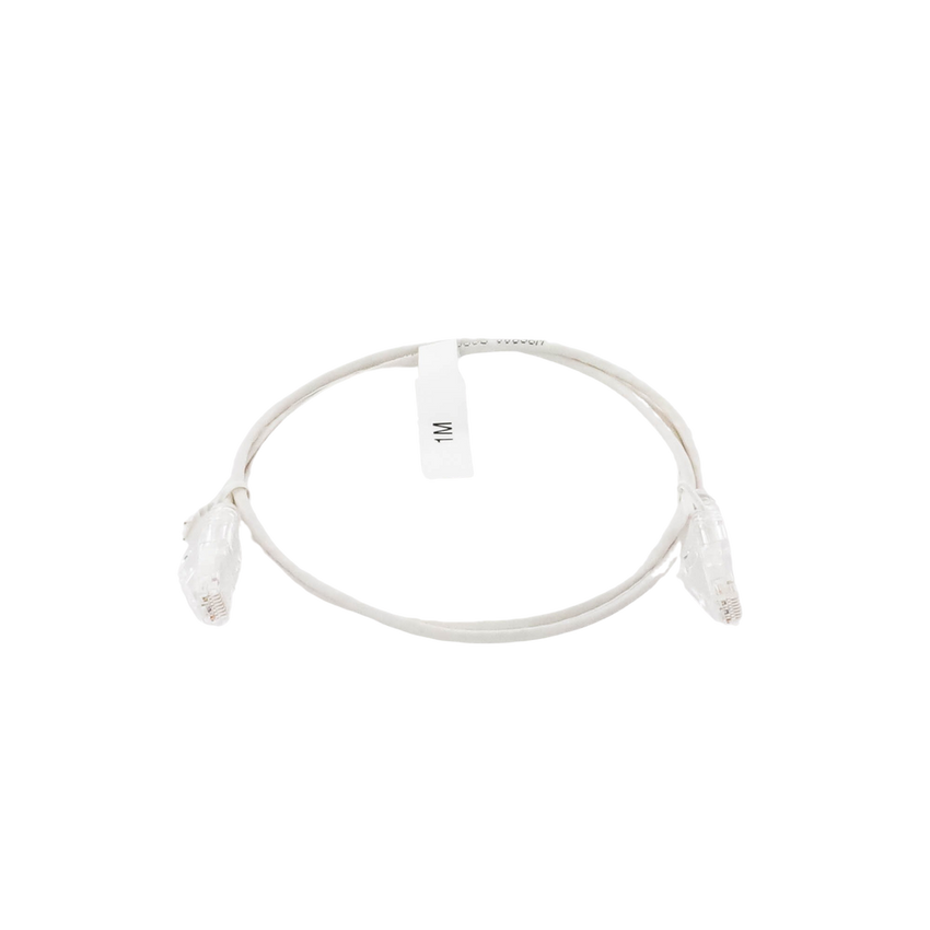 Cable de Parcheo Slim UTP Cat6 - 1 Metro (3.28 Pies), Blanco, Diámetro Reducido (28 AWG)