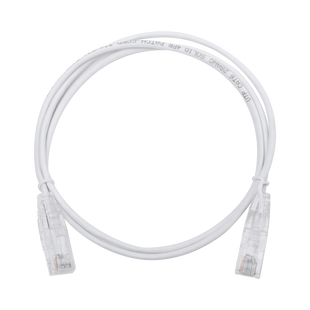 Cable de Parcheo Slim UTP Cat6 - 1 metro, Blanco, Diámetro Reducido (28 AWG)