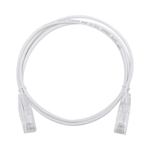 Cable de Parcheo Slim UTP Cat6 - 1 metro, Blanco, Diámetro Reducido (28 AWG)