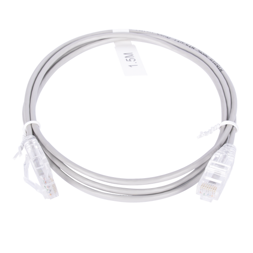 Cable de Parcheo Slim UTP Cat6 - 1.5 Metros (4.92 Pies) Gris Diámetro Reducido (28 AWG)