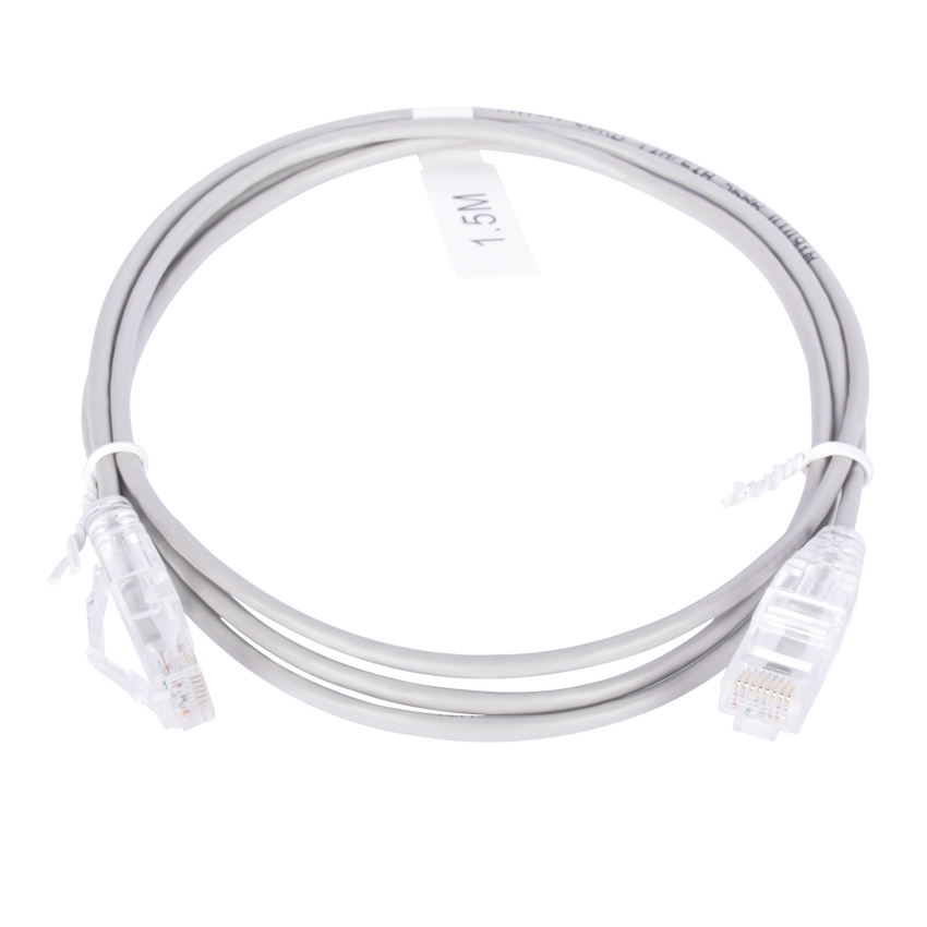 Cable de Parcheo Slim UTP Cat6 - 1.5 Metros (4.92 Pies) Gris Diámetro Reducido (28 AWG)