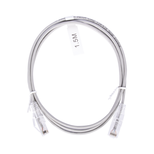 Cable de Parcheo Slim UTP Cat6 - 1.5 Metros (4.92 Pies) Gris Diámetro Reducido (28 AWG)