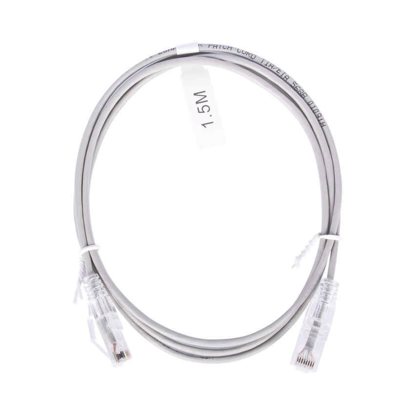 Cable de Parcheo Slim UTP Cat6 - 1.5 Metros (4.92 Pies) Gris Diámetro Reducido (28 AWG)