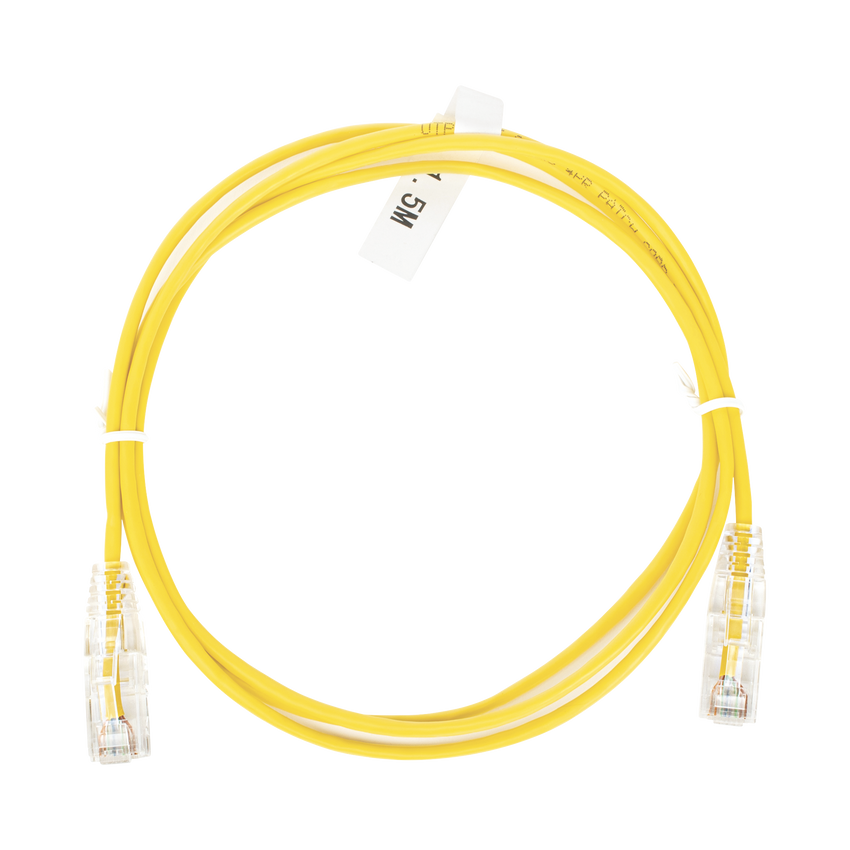 Cable de Parcheo Slim UTP Cat6 - 1.5 Metros (4.92 Pies) Amarillo Diámetro Reducido (28 AWG)