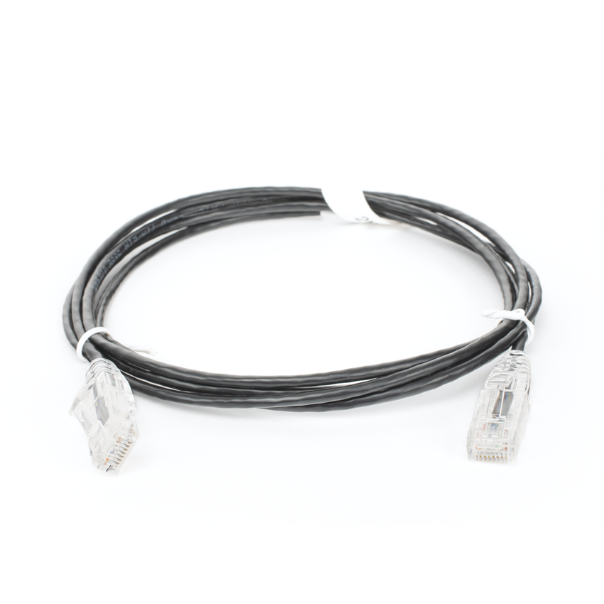 Cable de Parcheo Slim UTP Cat6 - 2 Metros (6.56 Pies) Negro Diámetro Reducido (28 AWG)