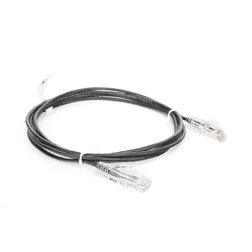 Cable de Parcheo Slim UTP Cat6 - 2 Metros (6.56 Pies) Negro Diámetro Reducido (28 AWG)