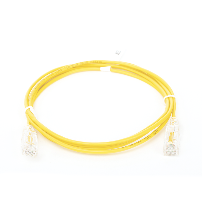 Cable de Parcheo Slim UTP Cat6 - 2 Metros (6.56 Pies) Amarillo Diámetro Reducido (28 AWG)