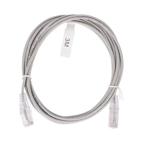 Cable de Parcheo Slim UTP Cat6 - 3 Metros (9.84 Pies) Gris Diámetro Reducido (28 AWG)