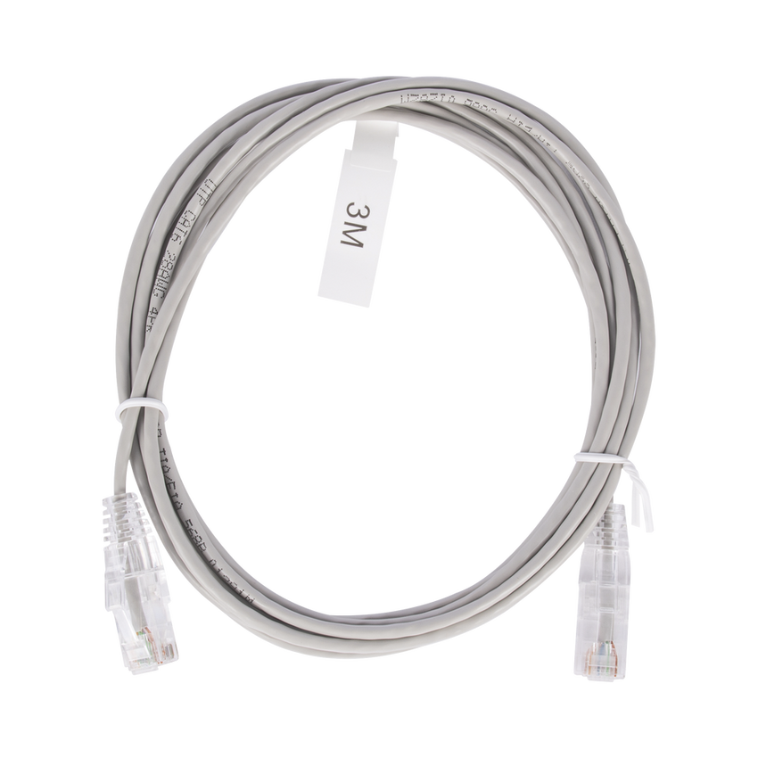 Cable de Parcheo Slim UTP Cat6 - 3 Metros (9.84 Pies) Gris Diámetro Reducido (28 AWG)