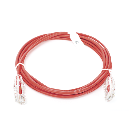 Cable de Parcheo Slim UTP Cat6 - 3 Metros (9.84 Pies) Rojo Diámetro Reducido (28 AWG)
