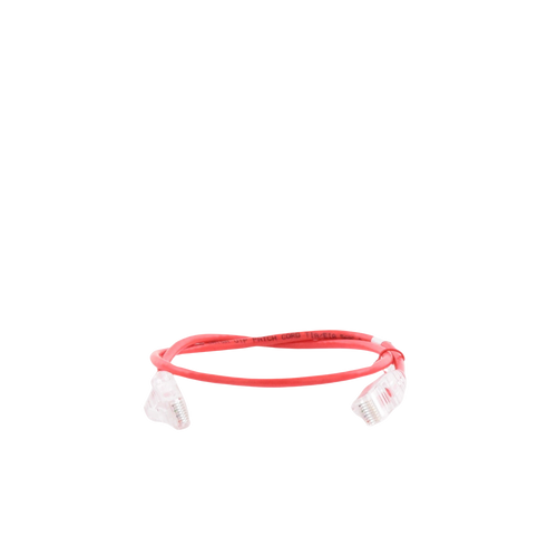 Cable de Parcheo Slim UTP Cat6A - 0.5 Metros (1.64 Pies) Rojo, Diámetro Reducido (28 AWG)