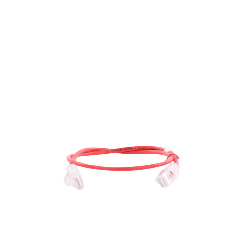 Cable de Parcheo Slim UTP Cat6A - 0.5 Metros (1.64 Pies) Rojo, Diámetro Reducido (28 AWG)