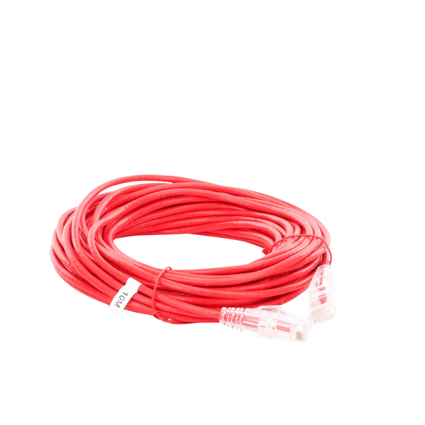 Cable de Parcheo Slim UTP Cat6A - 10 Metros (32.81 Pies) Rojo Diámetro Reducido (28 AWG)