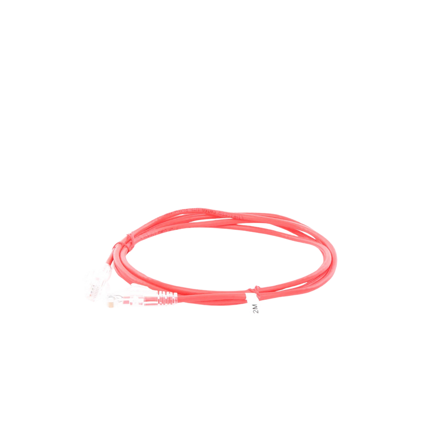 Cable de Parcheo Slim UTP Cat6A - 2 Metros (6.56 Pies) Rojo, Diámetro Reducido (28 AWG)