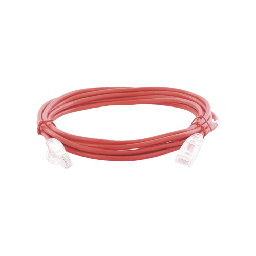Cable de Parcheo Slim UTP Cat6A - 3 m Rojo, Diámetro Reducido (28 AWG)