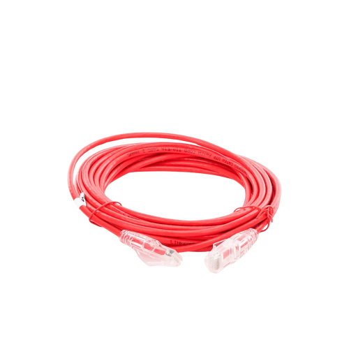 Cable de Parcheo Slim UTP Cat6A - 5 Metros (16.40 Pies) Rojo, Diámetro Reducido (28 AWG)