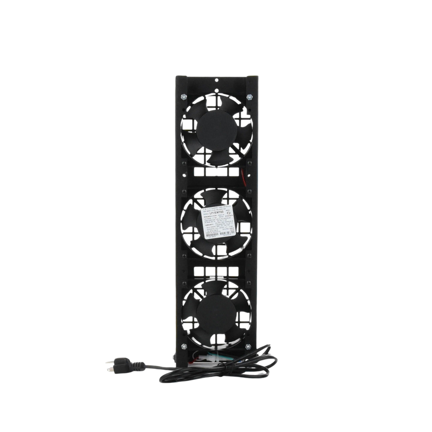 Kit de 3 Ventiladores 110 Vca (12 x 12 cm) con Clavija para Gabinete de Piso