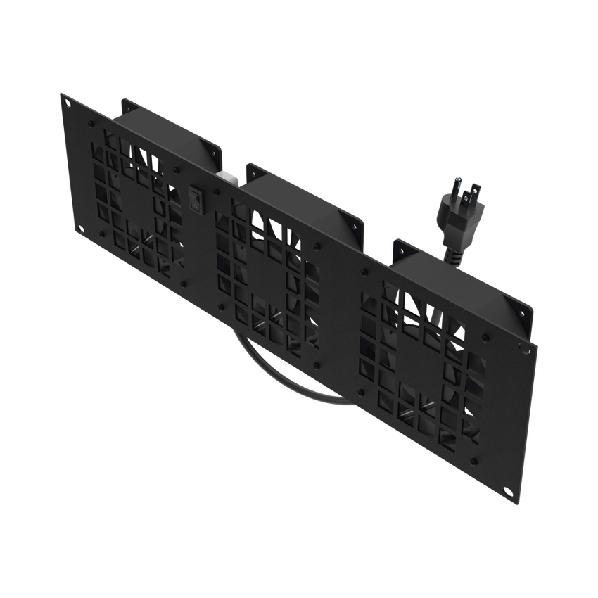 Kit de 3 Ventilador 110 Vca (12 x 12 cm) con Clavija 5-15P. Para instalación en Postes Rack