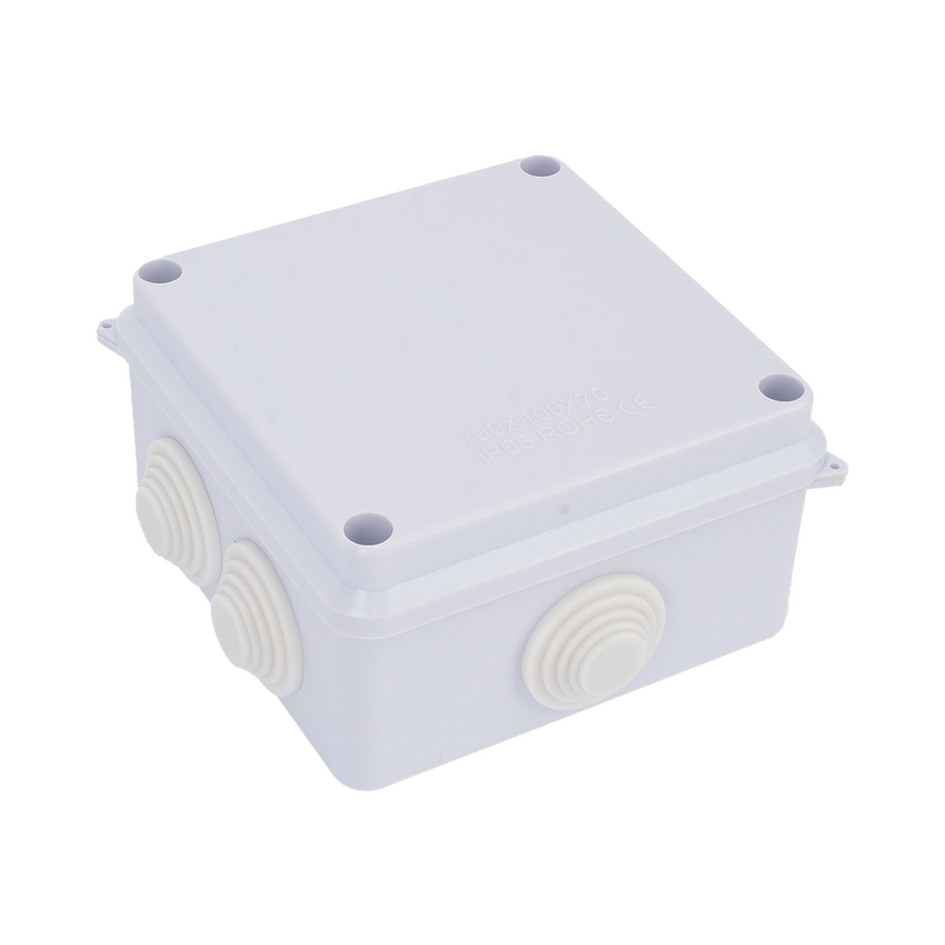 Caja de Conexiones Impermeable IP65, 7 Entradas, Dimensiones 100 x 100 x 70 mm, para Instalaciones Industriales, Comerciales y Residenciales, Incluye Tornillería para su Instalación