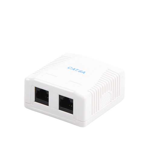 Caja de Pared con 2 Puertos, Incluye 2 Jacks UTP Cat6A