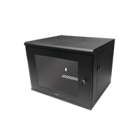 Gabinete de Montaje en Pared, Con Puerta de Cristal, de 19in, 6UR, Color Negro