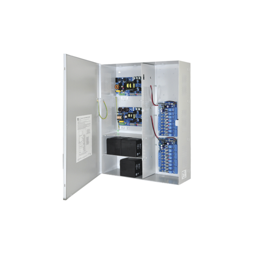 Fuente de poder DUAL ALTRONIX de 12 Vcc @ 9.3 Amper, y 24 Vcc @ 9.6 Amper con 16 salidas, con capacidad de batería de respaldo, requiere batería, para aplicaciones de control de acceso, alarmas, CCTV, con voltaje de entrada en 120 Vca
