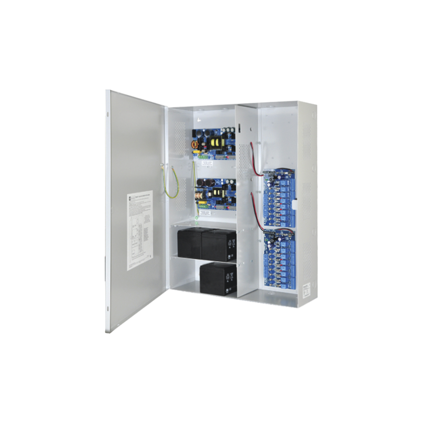 Fuente de poder DUAL ALTRONIX de 12 Vcc @ 9.3 Amper, y 24 Vcc @ 9.6 Amper con 16 salidas, con capacidad de batería de respaldo, requiere batería, para aplicaciones de control de acceso, alarmas, CCTV, con voltaje de entrada en 120 Vca
