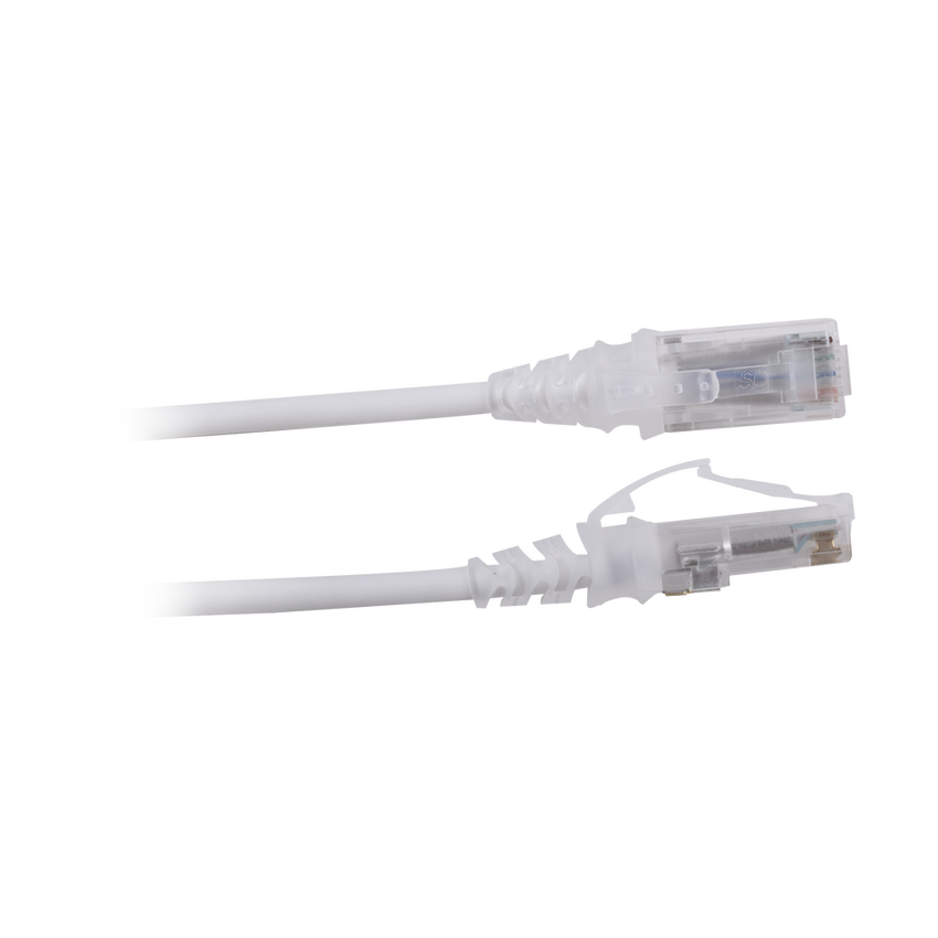 Patch Cord MC6 Modular Cat6 UTP, CM/LS0H, 2.13 Metros (7 Pies), Color Blanco, Diámetro Reducido (28AWG)
