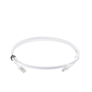 Patch Cord MC6 Modular Cat6 UTP, CM/LS0H, 2.13 Metros (7 Pies), Color Blanco, Diámetro Reducido (28AWG), Versión Bulk (Sin Empaque Individual)