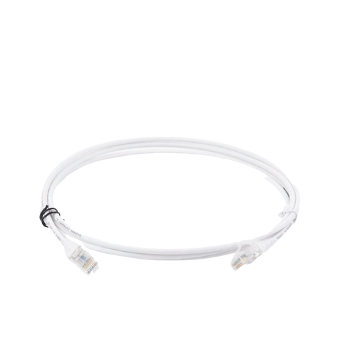Patch Cord MC6 Modular Cat6 UTP, CM/LS0H, 2.13 Metros (7 Pies), Color Blanco, Diámetro Reducido (28AWG), Versión Bulk (Sin Empaque Individual)