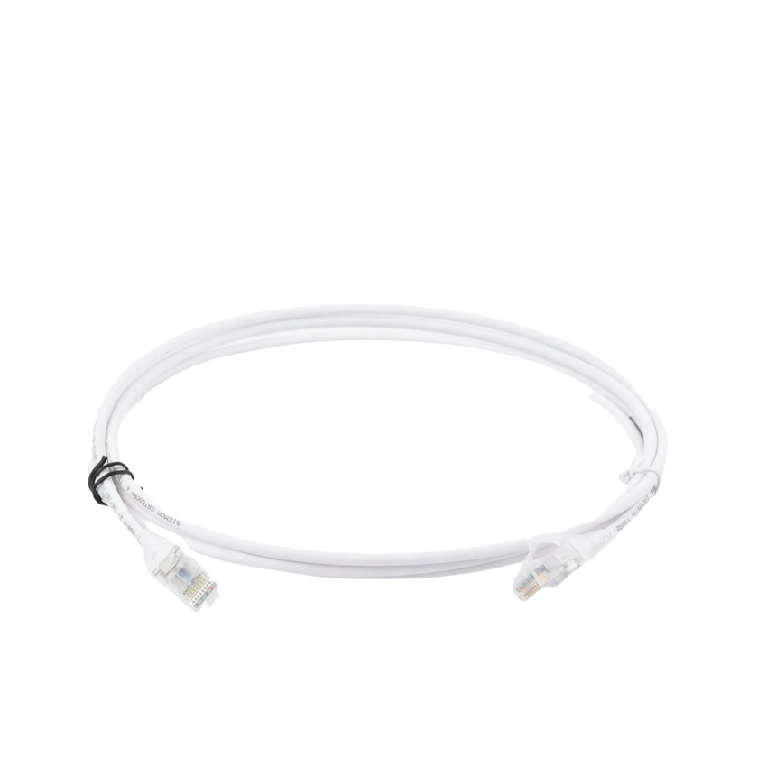 Patch Cord MC6 Modular Cat6 UTP, CM/LS0H, 2.13 Metros (7 Pies), Color Blanco, Diámetro Reducido (28AWG), Versión Bulk (Sin Empaque Individual)