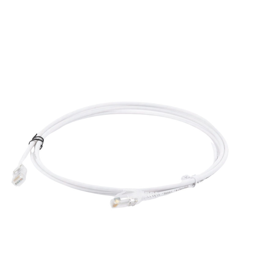 Patch Cord MC6 Modular Cat6 UTP, CM/LS0H, 2.13 Metros (7 Pies), Color Blanco, Diámetro Reducido (28AWG), Versión Bulk (Sin Empaque Individual)