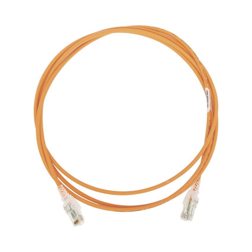Patch Cord MC6 Modular Cat6 UTP, CM/LS0H, 2.13 Metros (7 Pies), Color Naranja, Diámetro Reducido (28AWG)