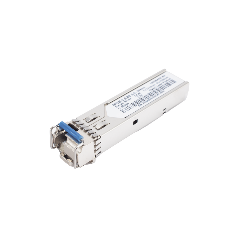 Transceptor WDM mini-Gbic SFP 1G LC TX:1310nm RX:1550 para fibra Mono Modo 20 Km, Requiere MGB-LB20