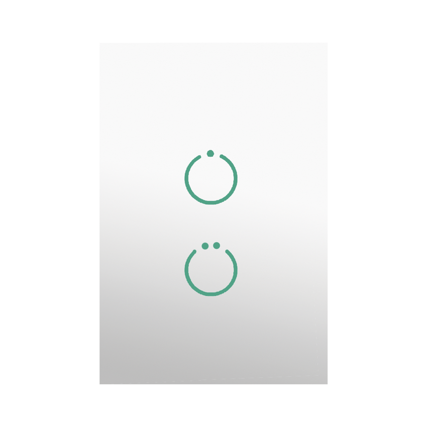 (ZWAVE) Interruptor On/Off panel táctil touch inalámbrico Zwave Plus 2 botones. Compatible con Hubitat HC8, Álula  M2M, otro