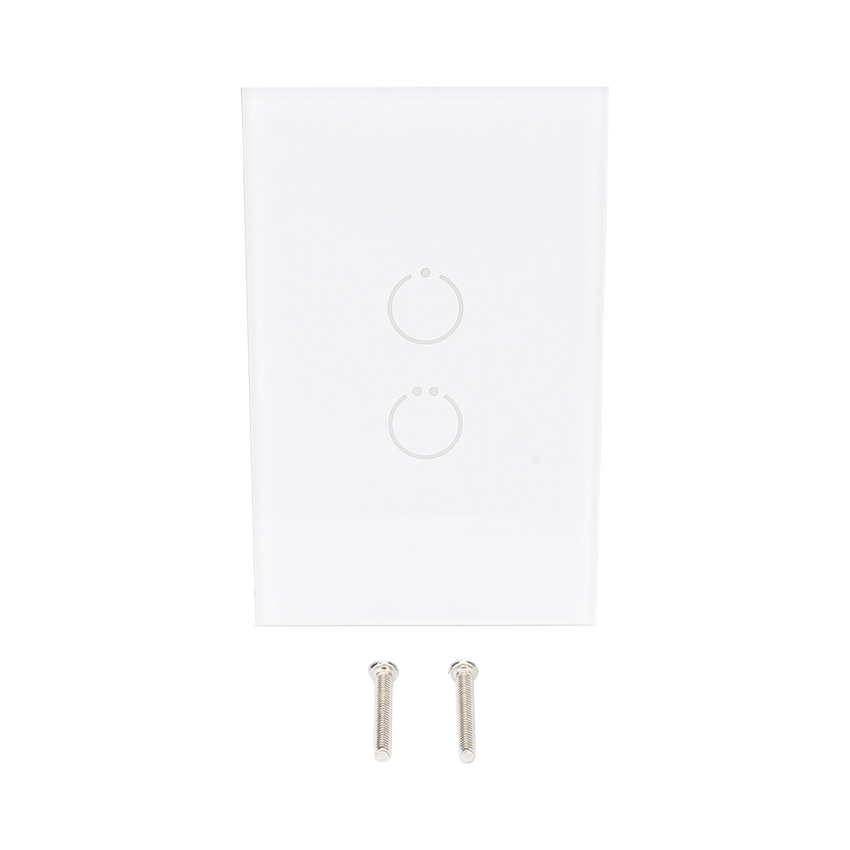 (ZWAVE) Interruptor On/Off panel táctil touch inalámbrico Zwave Plus 2 botones. No requiere cable neutro, Compatible con Hubitat HC8, Álula  M2M, otros