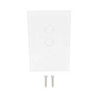 (ZWAVE) Interruptor On/Off panel táctil touch inalámbrico Zwave Plus 3 botones. Compatible con Hubitat HC8, Álula  M2M, otro