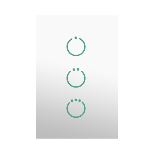 (ZWAVE) Interruptor On/Off panel táctil touch inalámbrico Zwave Plus 3 botones. Compatible con Hubitat HC8, Álula  M2M, otro