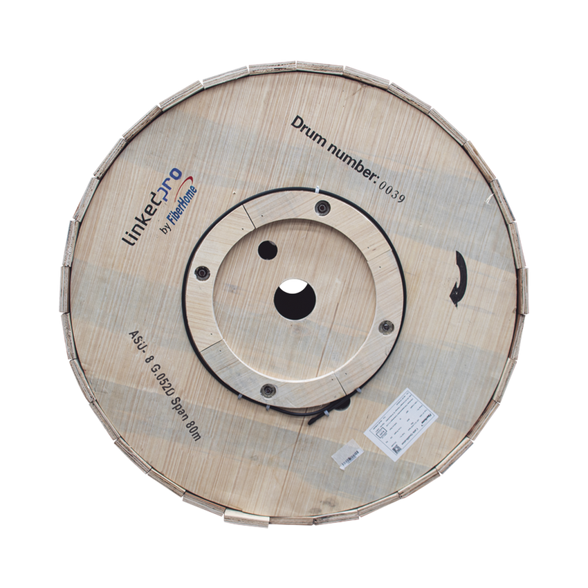 Carrete de 4 Kil�metros de Fibra �ptica A�rea Mini ADSS (ASU) G.652D, Monomodo de 8 Hilos, Exterior, Span 80, Loose Tube