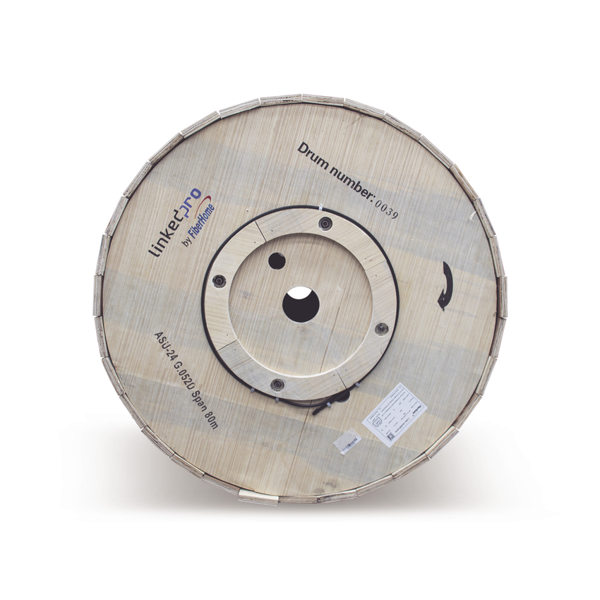 Carrete de 4 km de Fibra �ptica A�rea Mini ADSS (ASU) G.652D, Monomodo de 24 Hilos, Exterior, Span 80, Loose Tube