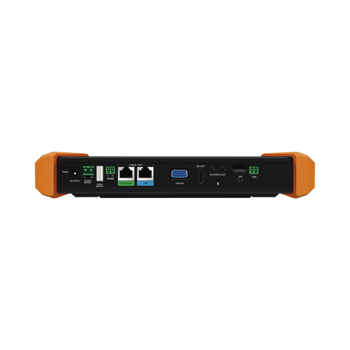 Probador de Vídeo con Pantalla LCD de 7" para IP ONVIF / 8MP TVI + 8MP CVI + 8MP AHD + SDI/EX�?�SDI + Multímetro + Cable TDR / Prueba de Red de Fibra Óptica + Medidor de Distancia Laser + Cámara Integrada