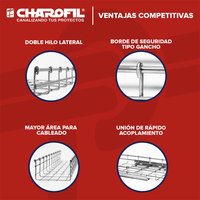 Charola Tipo Malla Línea MallaFils® 50x54 mm para hasta 38 Cables Cat6 / Uso Interior con Acabado EZ / Tramo 3 m