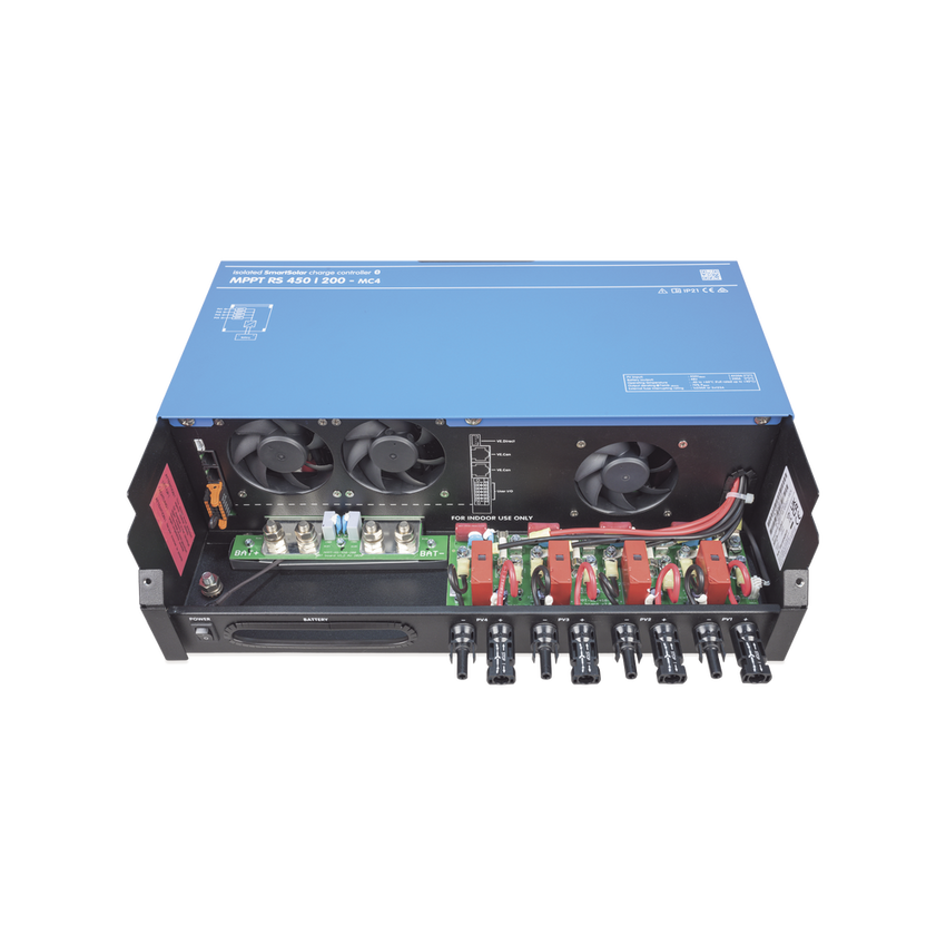SmartSolar MPPT RS 450/100-MC4. Controlador Solar MPPT 100A, Voltaje: 48 Vcc. Para uso con Inv. Cargadores Victron